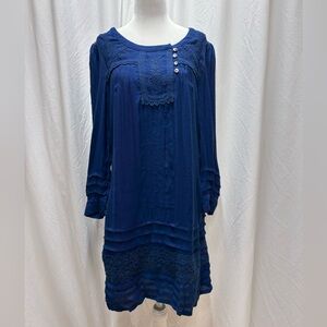 Leifsdottir for Anthropologie blue embroidered shift or tunic dress women’s 4